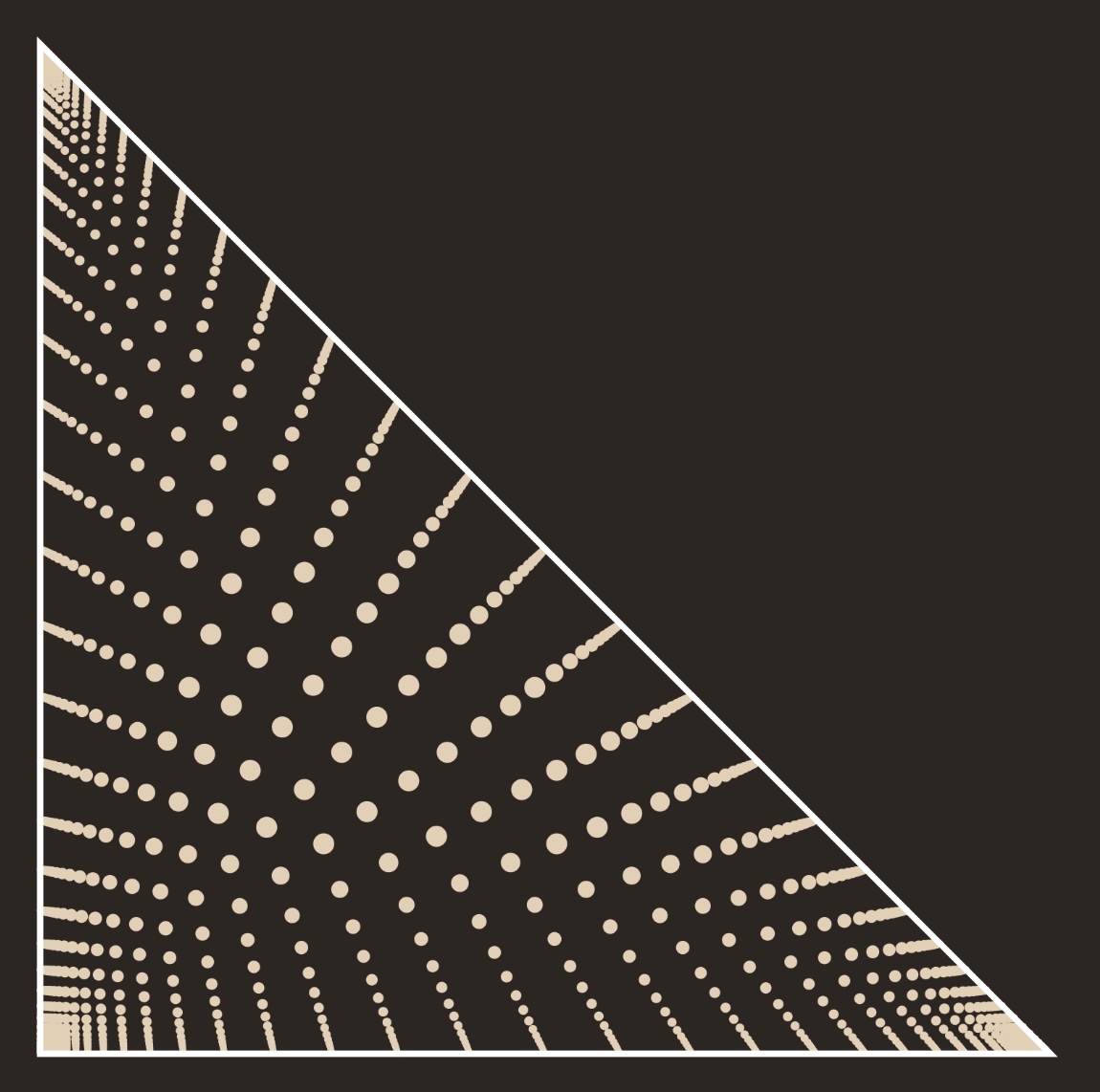 A triangle.  with points on the insdie. THe points seem to concentrate towards the  