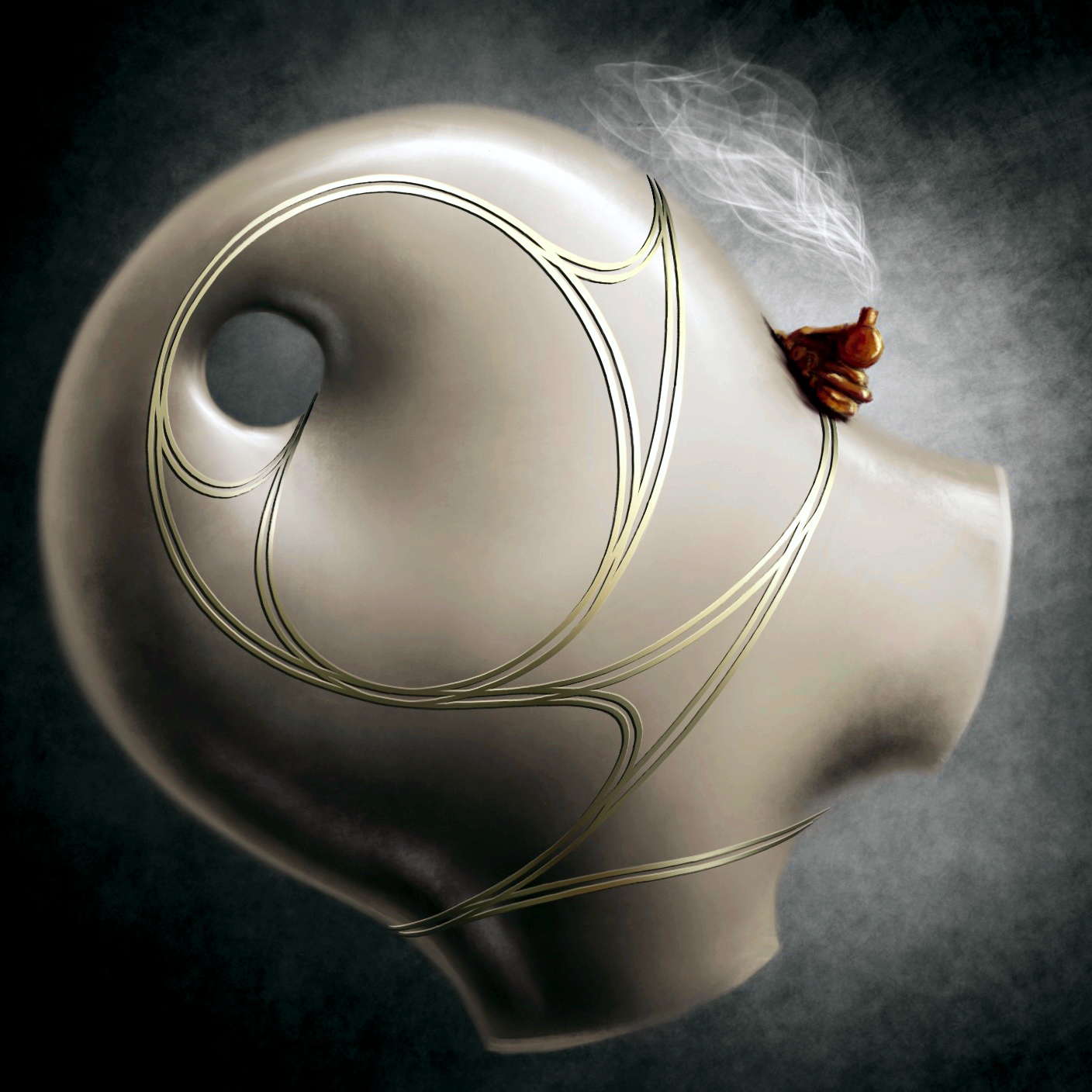 a genus 2 planet, with a steam locomotive driving around