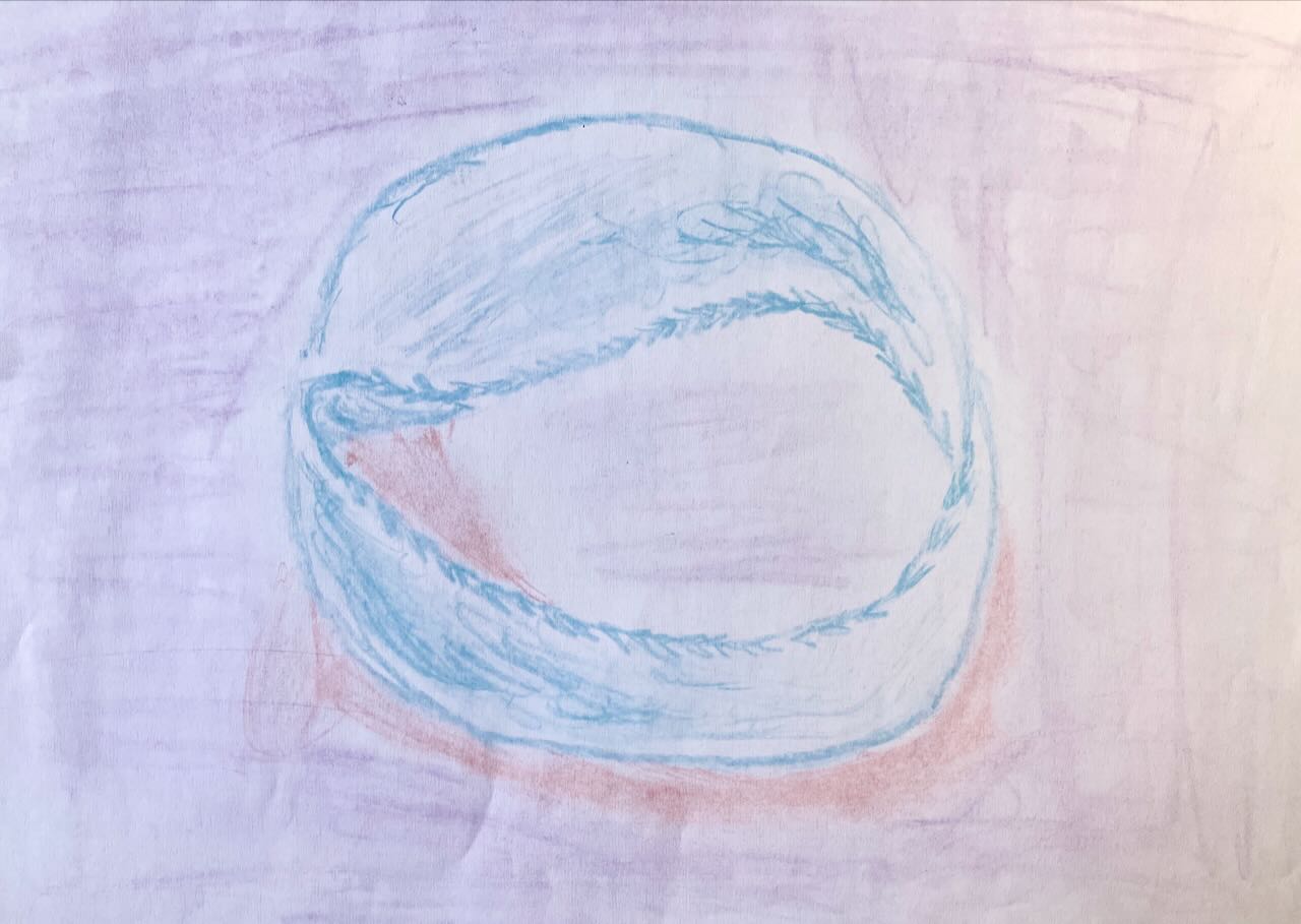 a collection of genus 2 surfaces of all sizes, drawn on small squares of paper