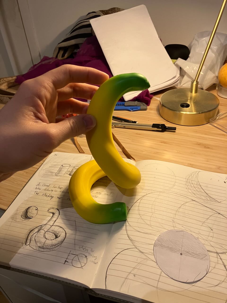 many drawings of tori in a pile