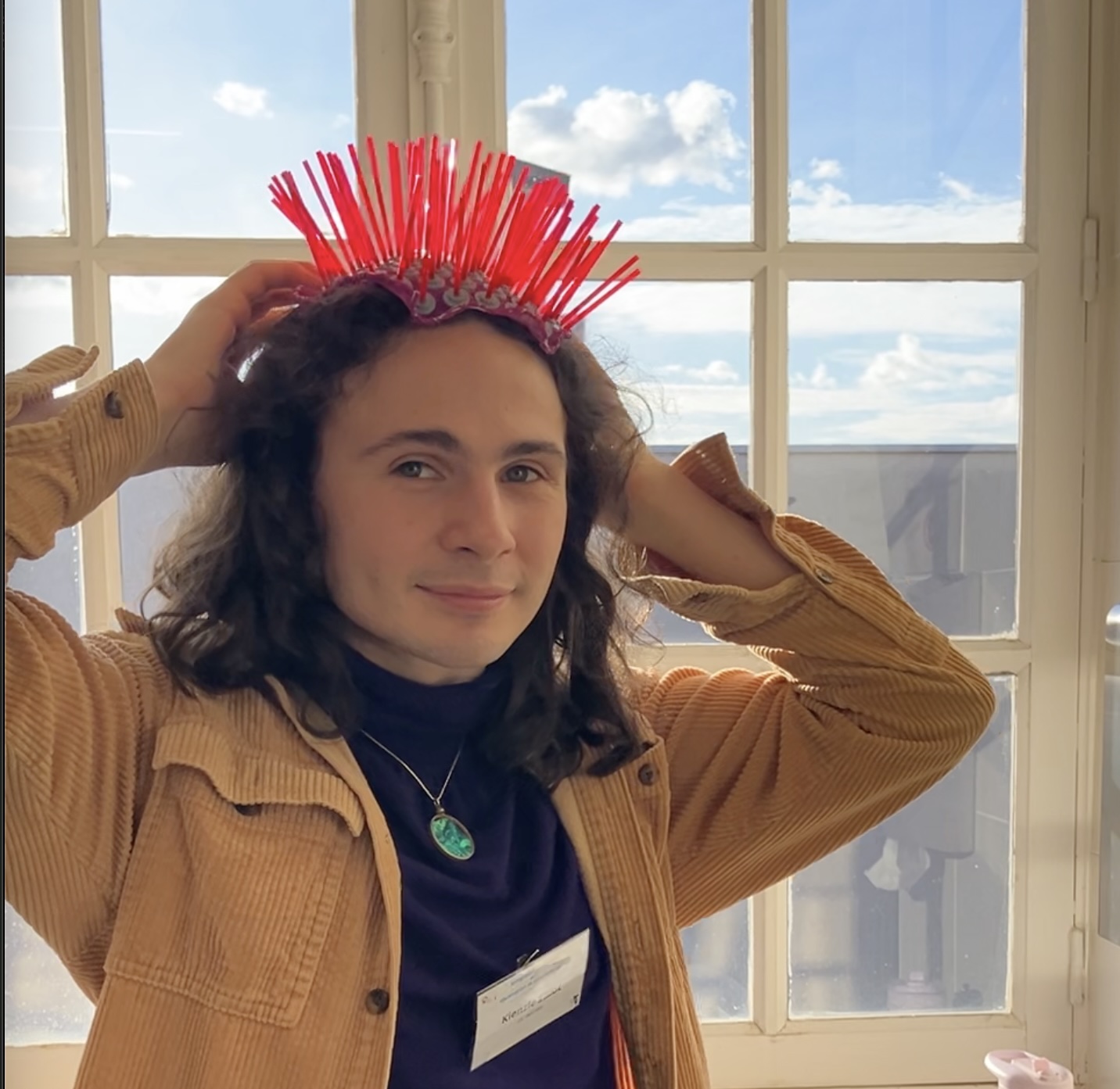 Elliot wearing the normals as a hat