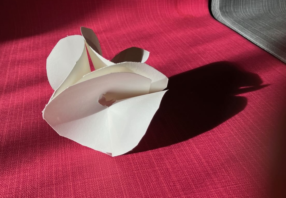 A crenulaed sphere, which is the cone over the center of the sphere