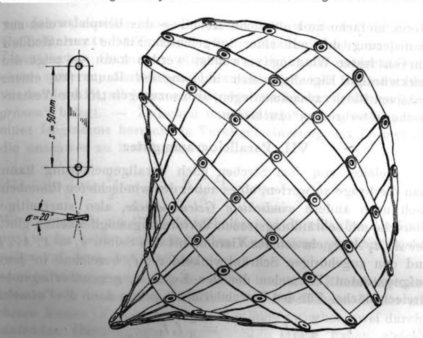 a black and white drawing of a constant negatuve curvature mdoel, made out of steel strips